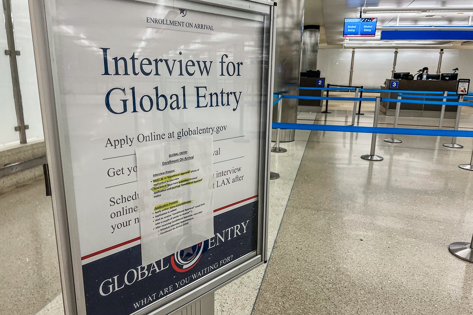 Global Entry enrollment on arrival location at Los Angeles International Airport (LAX)