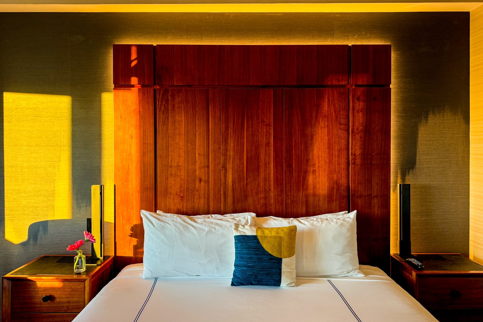 hotel room bed