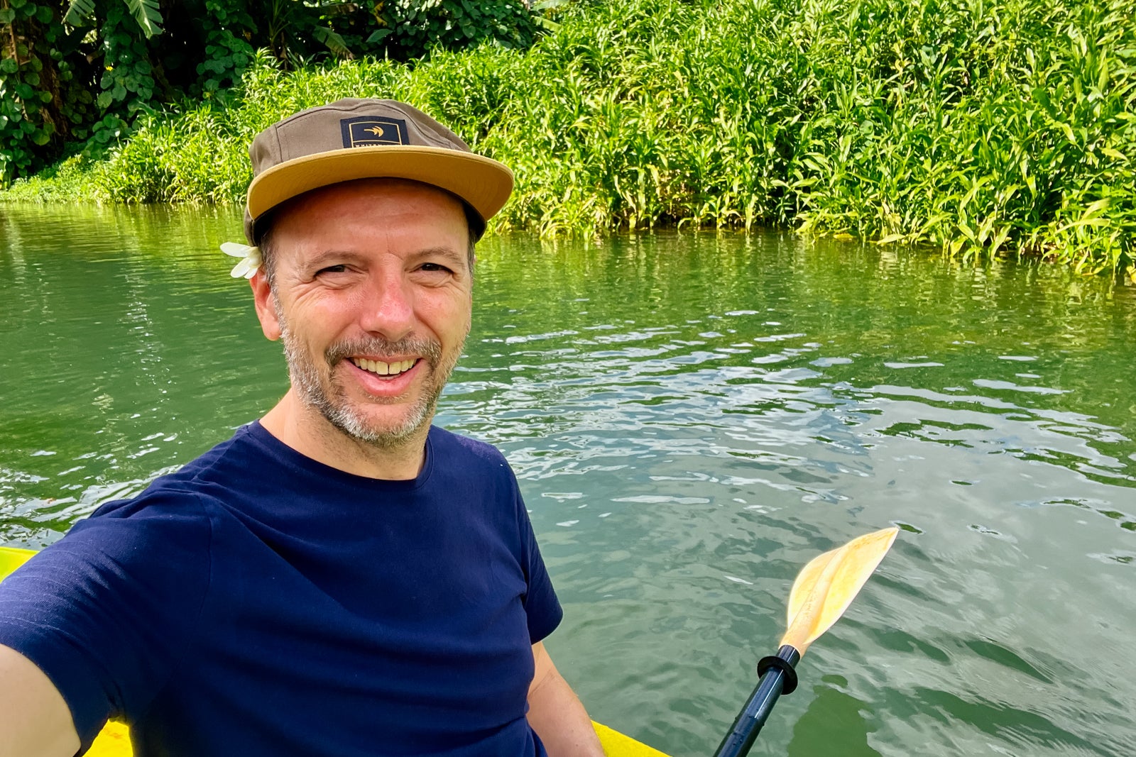 Gene kayaking in French Polynesia.