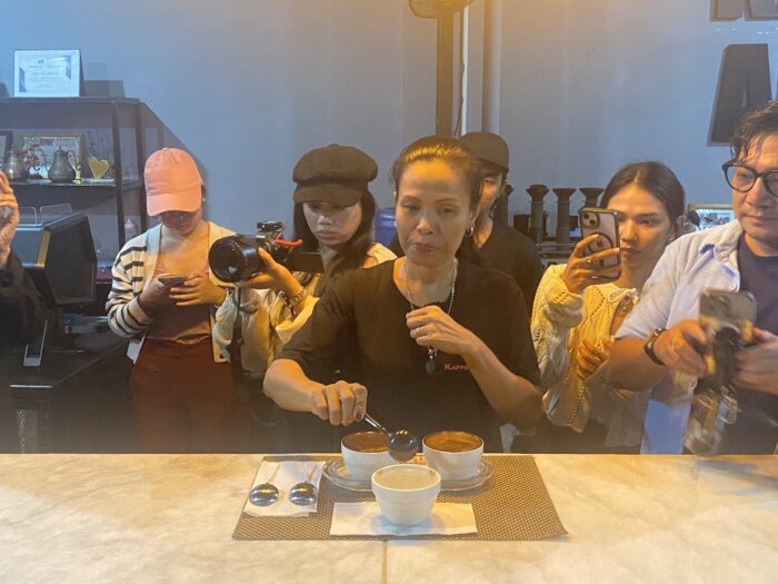 Gina Ellorango Ableitinger of FROG Kappee teaching us the art of coffee cupping