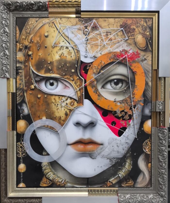 Golden QueenAcrylic on canvas in customized frame 72 x 60 inches 2025