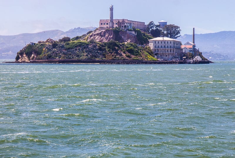 water with alcatraz island in the background