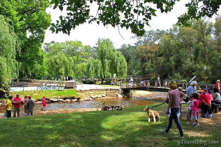 people in a park beside ovens river