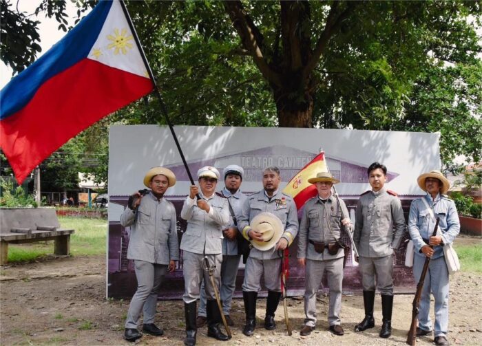 Reenactment of the first unfurling of the Philippine Flag at Samonte Park