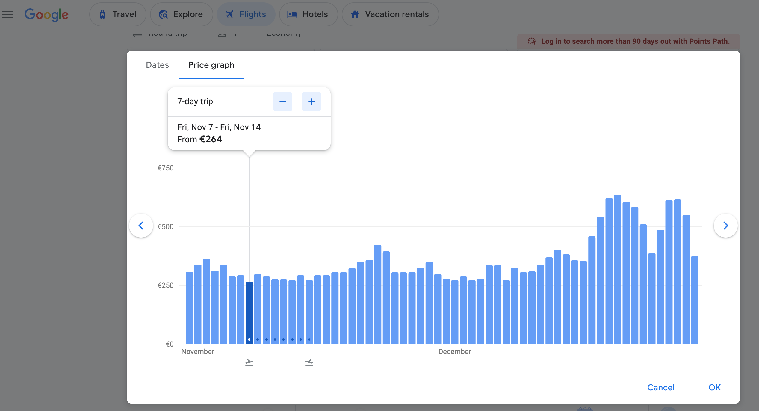 Price graph at Google Flights. 