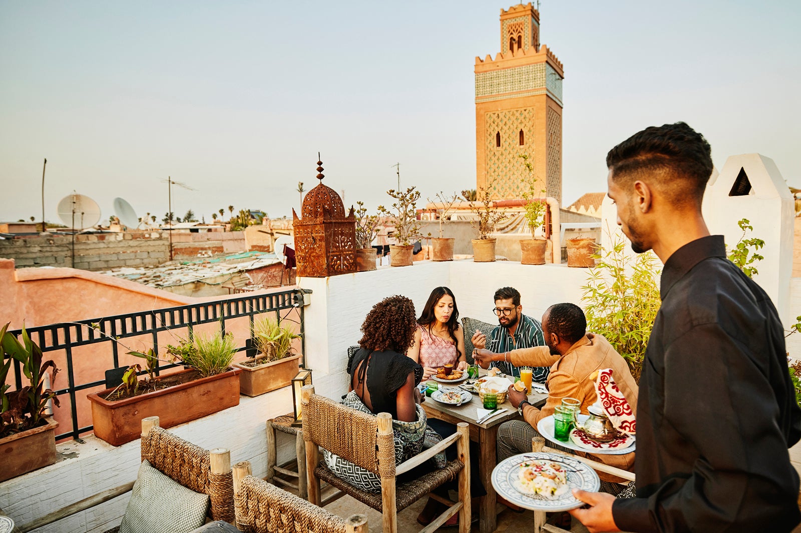 Group dining on outside terrace