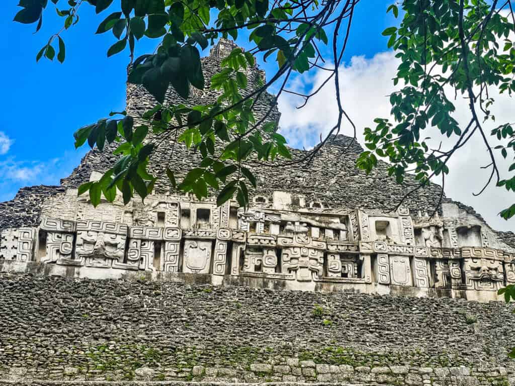 friezes carved into the el castillo walls at Xunantunich 