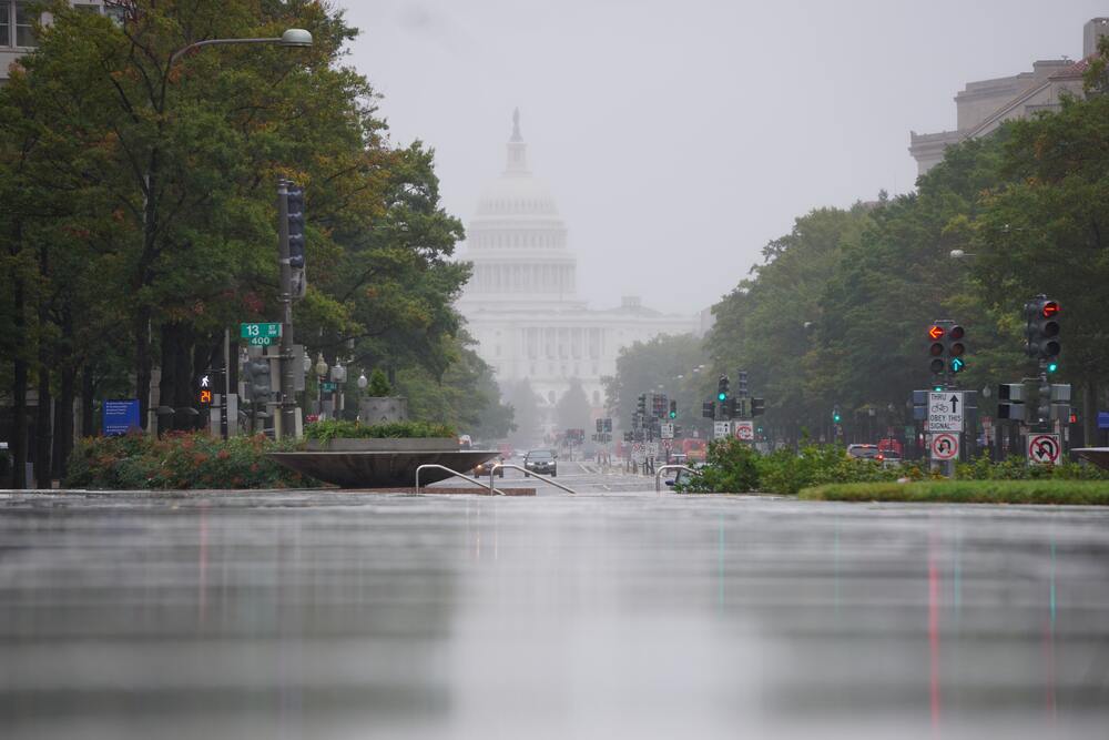 a rainy freedom plaza washington dc
