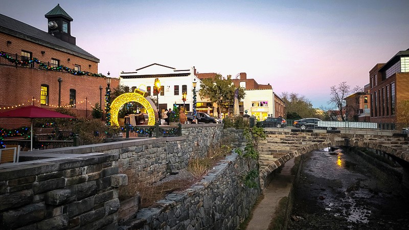 stone pathway winding along the Georgetown Canal