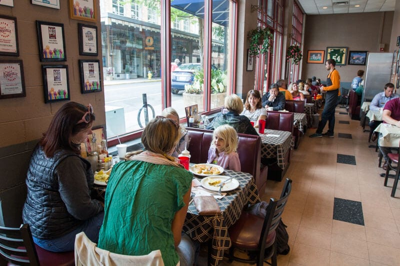 people talking at diner table Pete's Coffee Shope