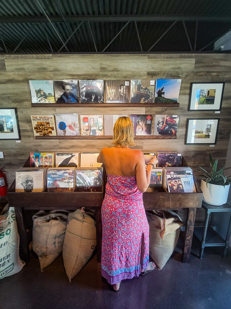 woman looking at vinyls
