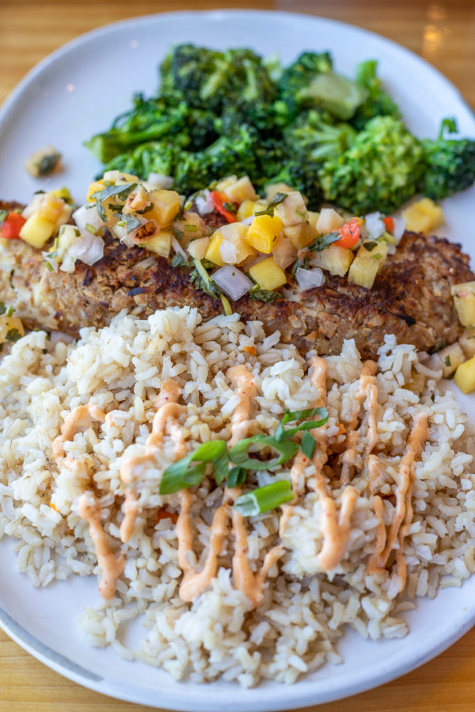 plate of fish and rice